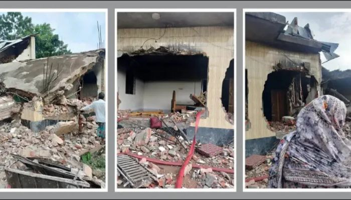 পটুয়াখালীতে সাবেক ইউপি চেয়ারম্যানের বাড়ি গুঁড়িয়ে লুটপাট ও আগুন