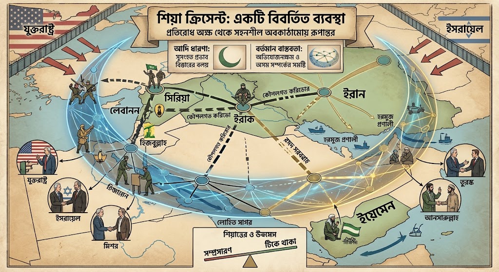 সম্প্রসারণ থেকে টিকে থাকার লড়াই: যেভাবে বদলাচ্ছে ‘শিয়া ক্রিসেন্ট’