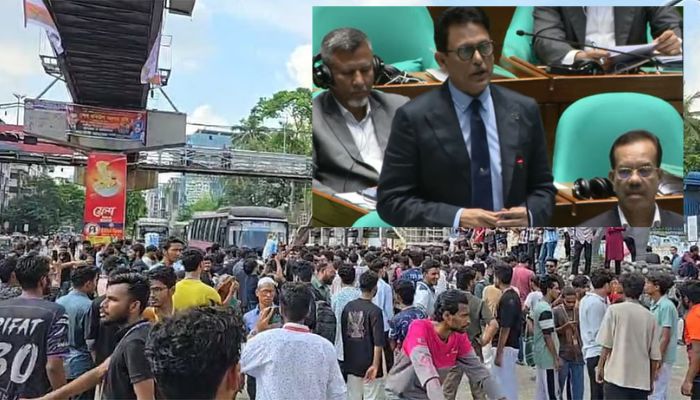 শিক্ষামন্ত্রীর পদত্যাগসহ ৩ দফা দাবিতে সংসদ অভিমুখে শিক্ষার্থীরা